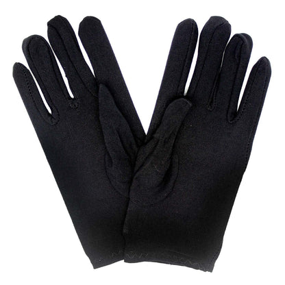 Ladies SHORT GLOVES Costume Party Wedding Bridal Fancy Dress Prom Stretchy - Black - One Size V563-18540-BLACK