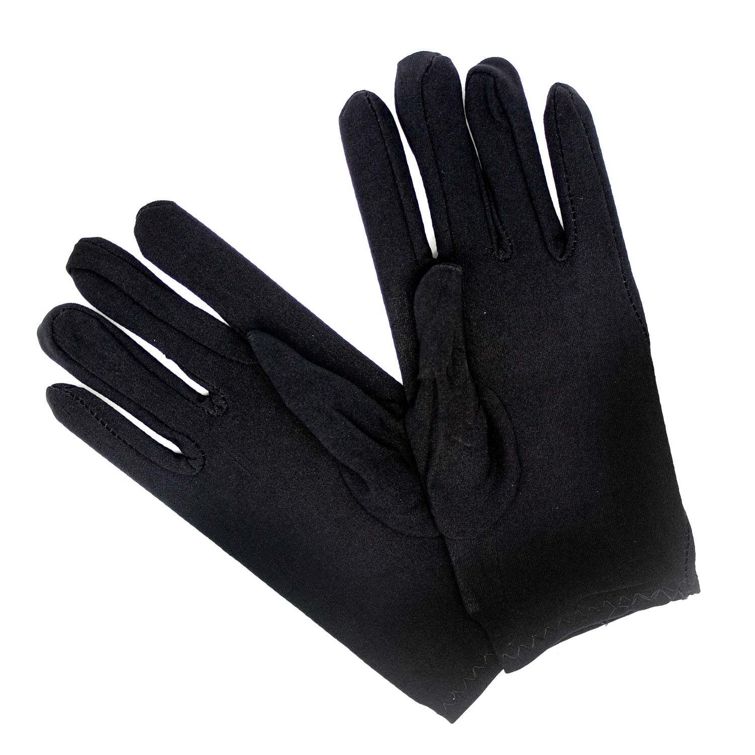 Ladies SHORT GLOVES Costume Party Wedding Bridal Fancy Dress Prom Stretchy - Black - One Size V563-18540-BLACK