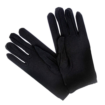 Ladies SHORT GLOVES Costume Party Wedding Bridal Fancy Dress Prom Stretchy - Black - One Size V563-18540-BLACK