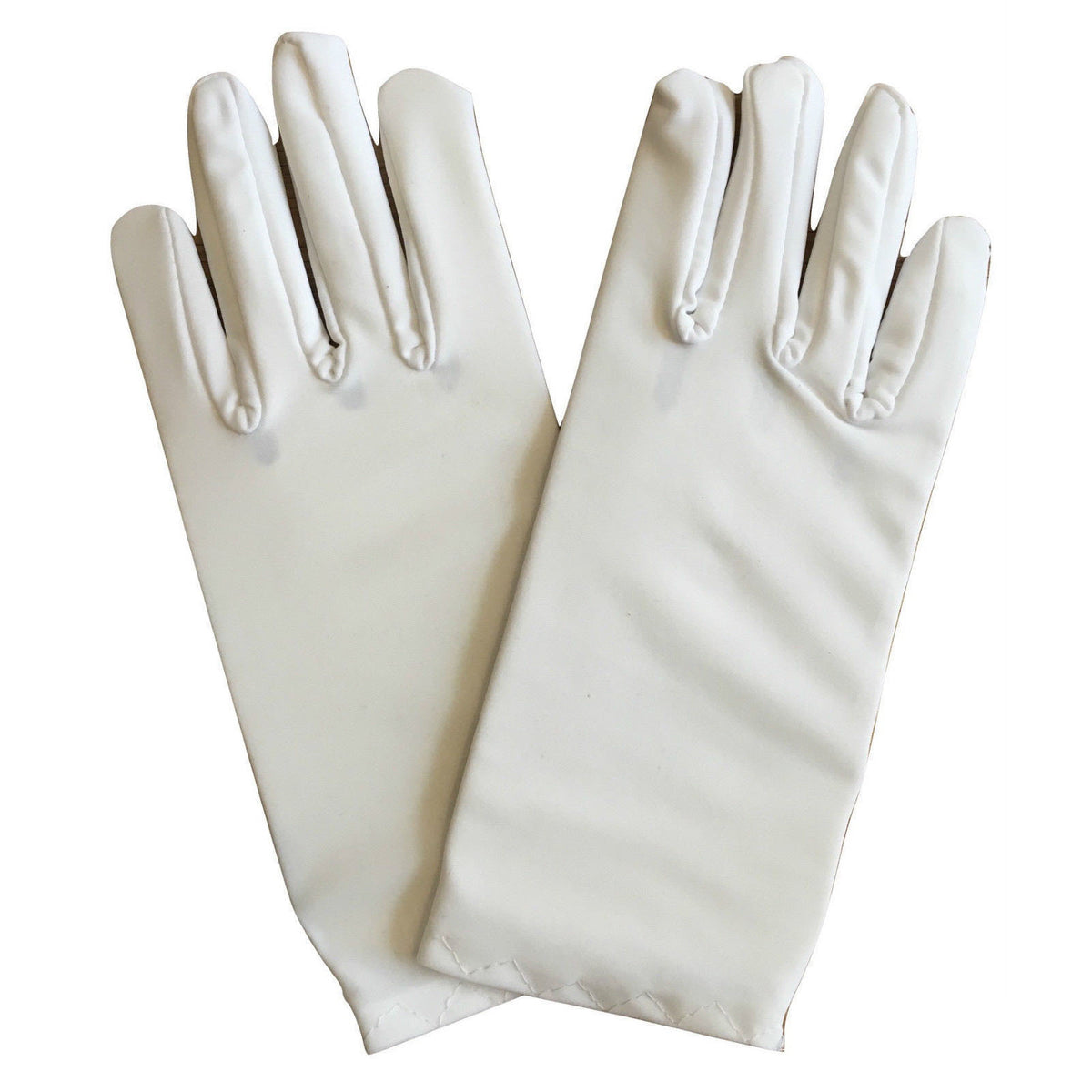 Ladies SHORT GLOVES Costume Party Wedding Bridal Fancy Dress Prom Stretchy - White - One Size V563-18540-WHITE