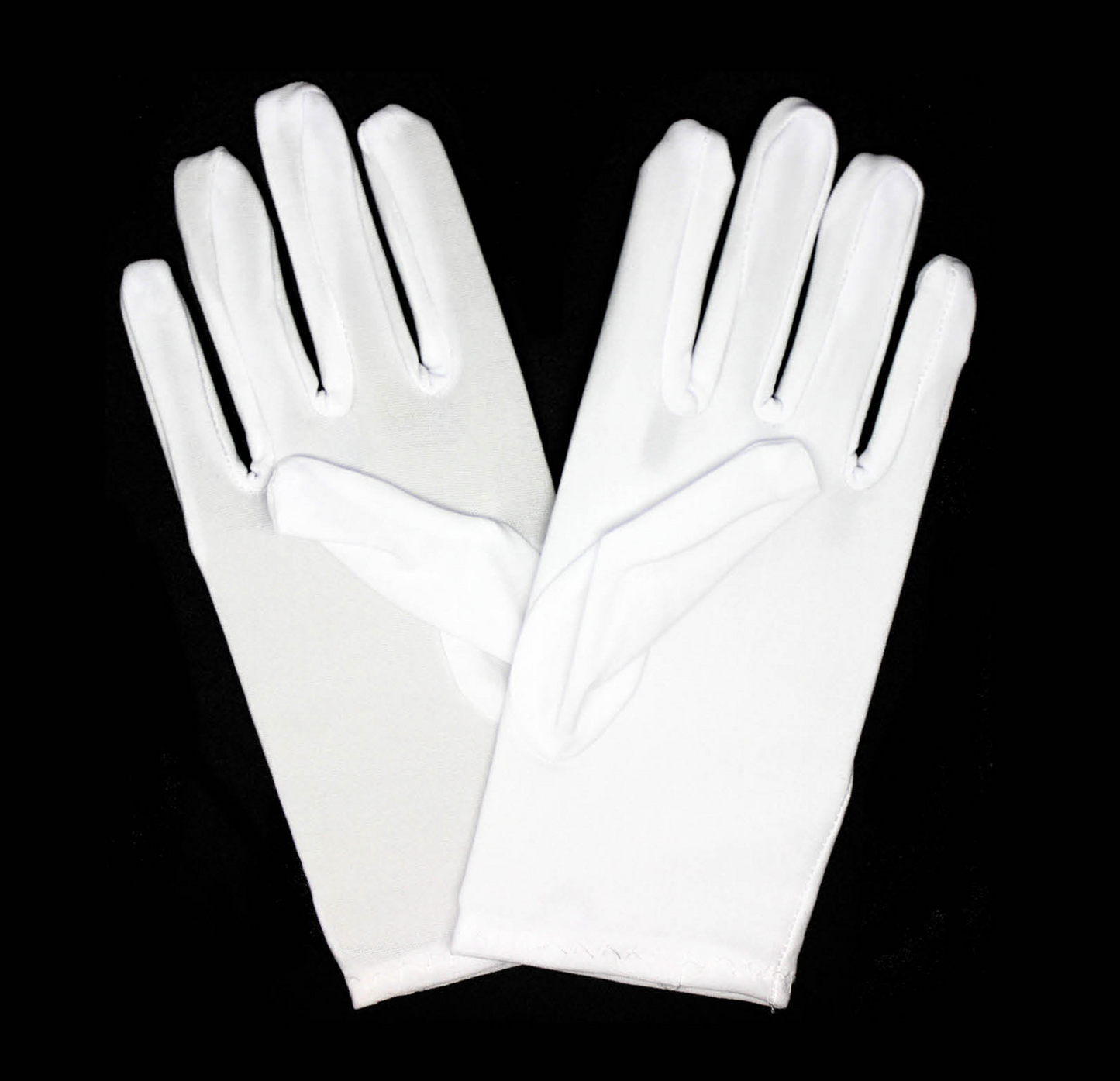 Ladies SHORT GLOVES Costume Party Wedding Bridal Fancy Dress Prom Stretchy - White - One Size V563-18540-WHITE