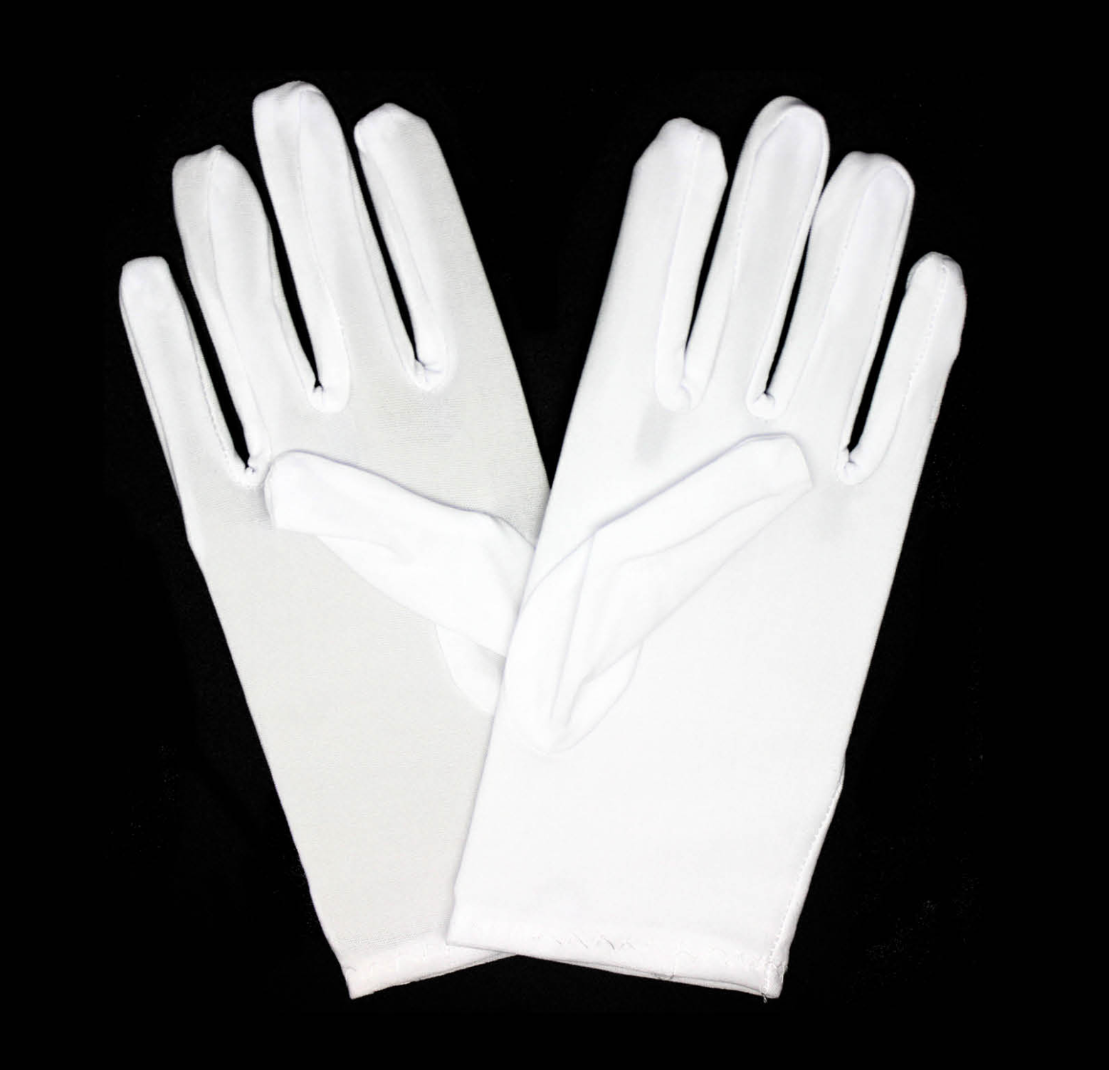 Ladies SHORT GLOVES Costume Party Wedding Bridal Fancy Dress Prom Stretchy - White - One Size V563-18540-WHITE