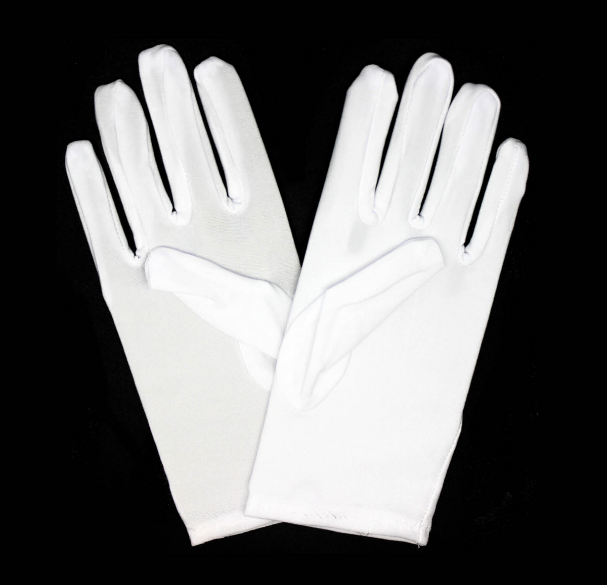Ladies SHORT GLOVES Costume Party Wedding Bridal Fancy Dress Prom Stretchy - White - One Size V563-18540-WHITE