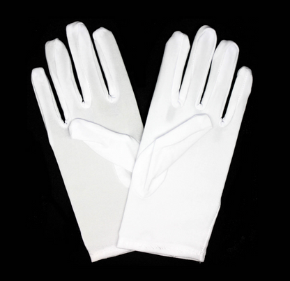 Ladies SHORT GLOVES Costume Party Wedding Bridal Fancy Dress Prom Stretchy - White - One Size V563-18540-WHITE