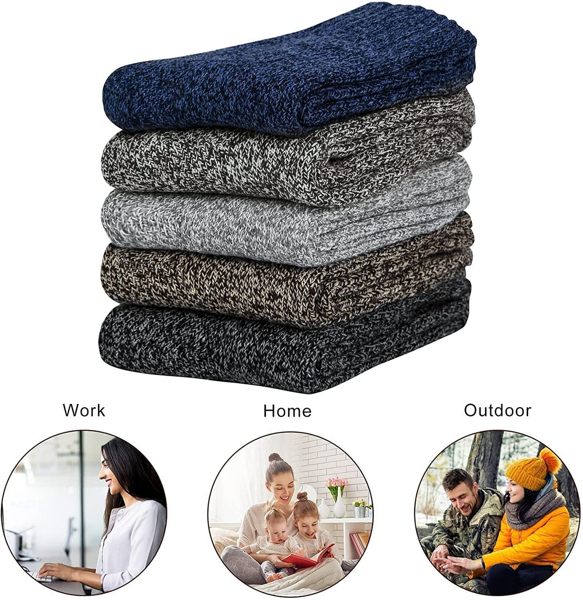 3x Mens Pairs Thick Wool Blend Work Socks Heavy Duty Outdoor Warm (EU42-EU48) V563-1860-1PACK_3PAIRS