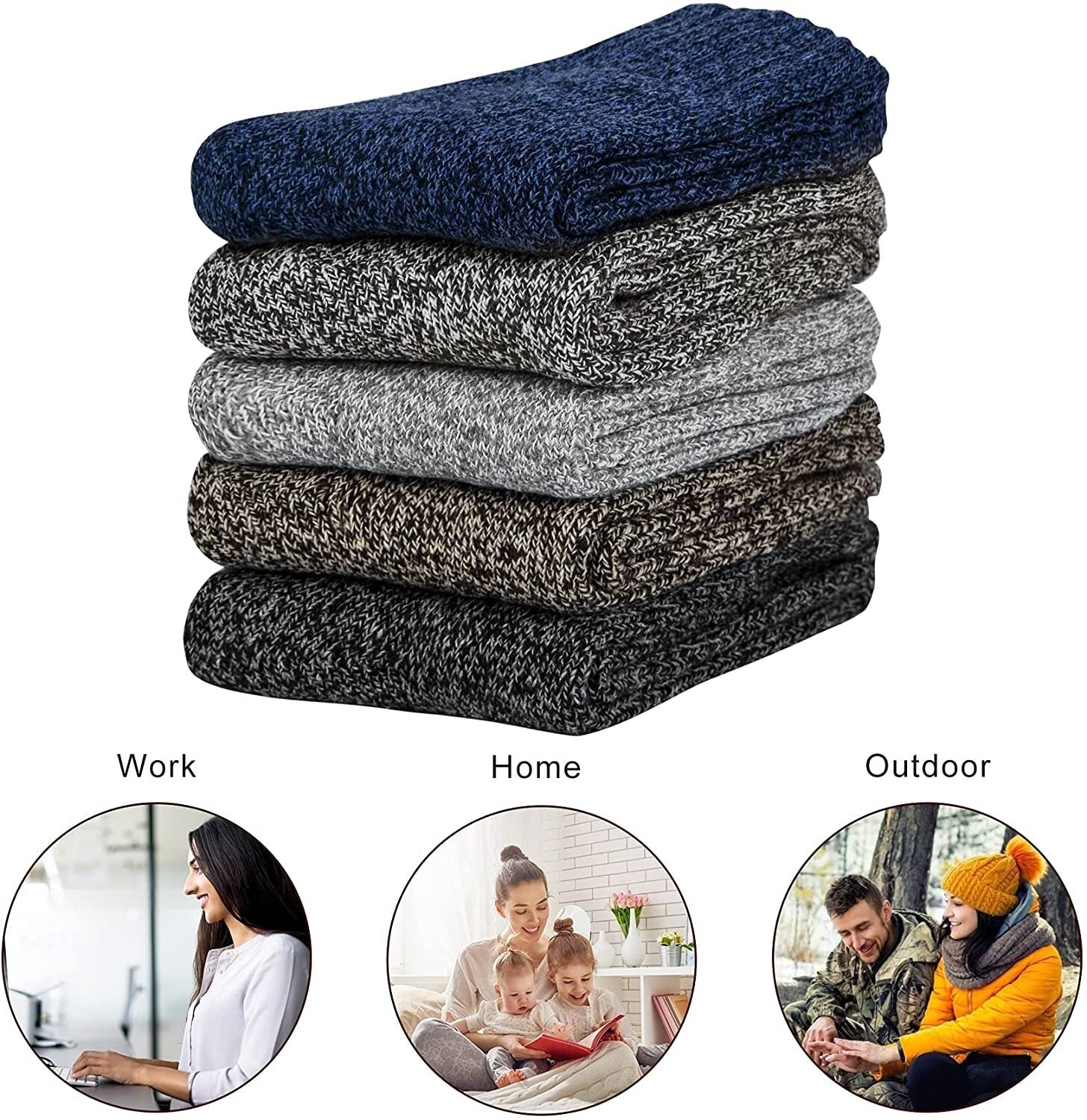 3x Mens Pairs Thick Wool Blend Work Socks Heavy Duty Outdoor Warm (EU42-EU48) V563-1860-1PACK_3PAIRS