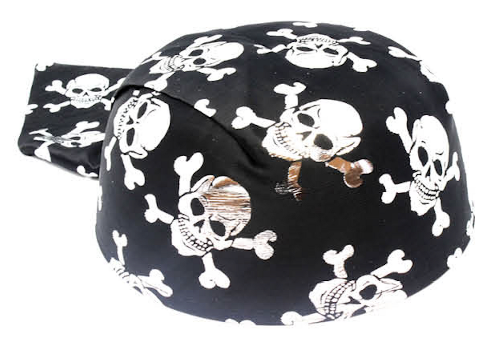 Pirate Hat Bandana Style Fancy Dress Costume Halloween Caribbean - Black/Silver V563-19080-06
