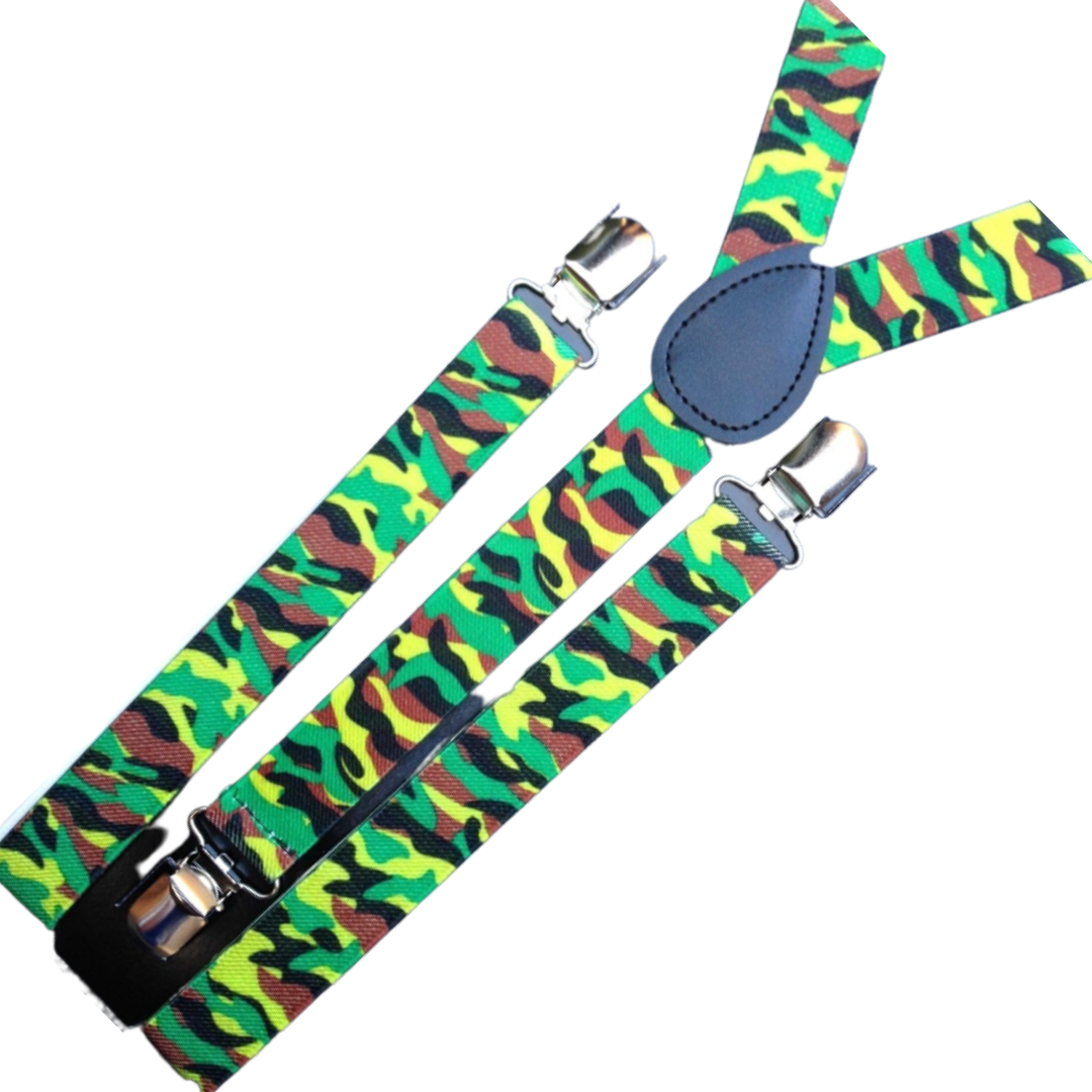 Army Camouflage Mens Suspenders Braces Adjustable Strong Clip On Camo V563-19210-17