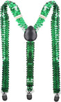 SEQUIN SUSPENDERS Unisex Adjustable Braces Clip On Elastic Y-Back - Green V563-19250-07