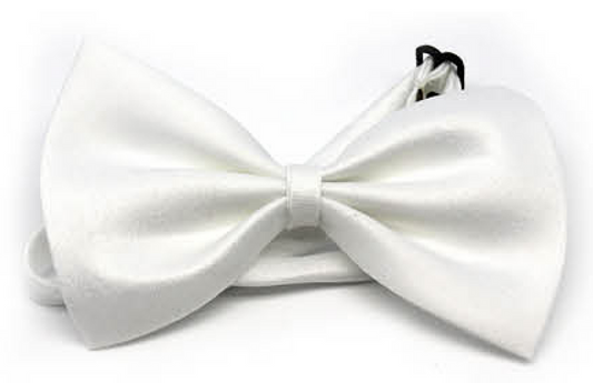 Mens BOW TIE Wedding Tuxedo Formal Bestman Necktie Classic Plain Party - White V563-19410-WHT