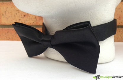 Mens BOW TIE Wedding Tuxedo Formal Bestman Necktie Classic Plain Party - Black V563-19411-BLK