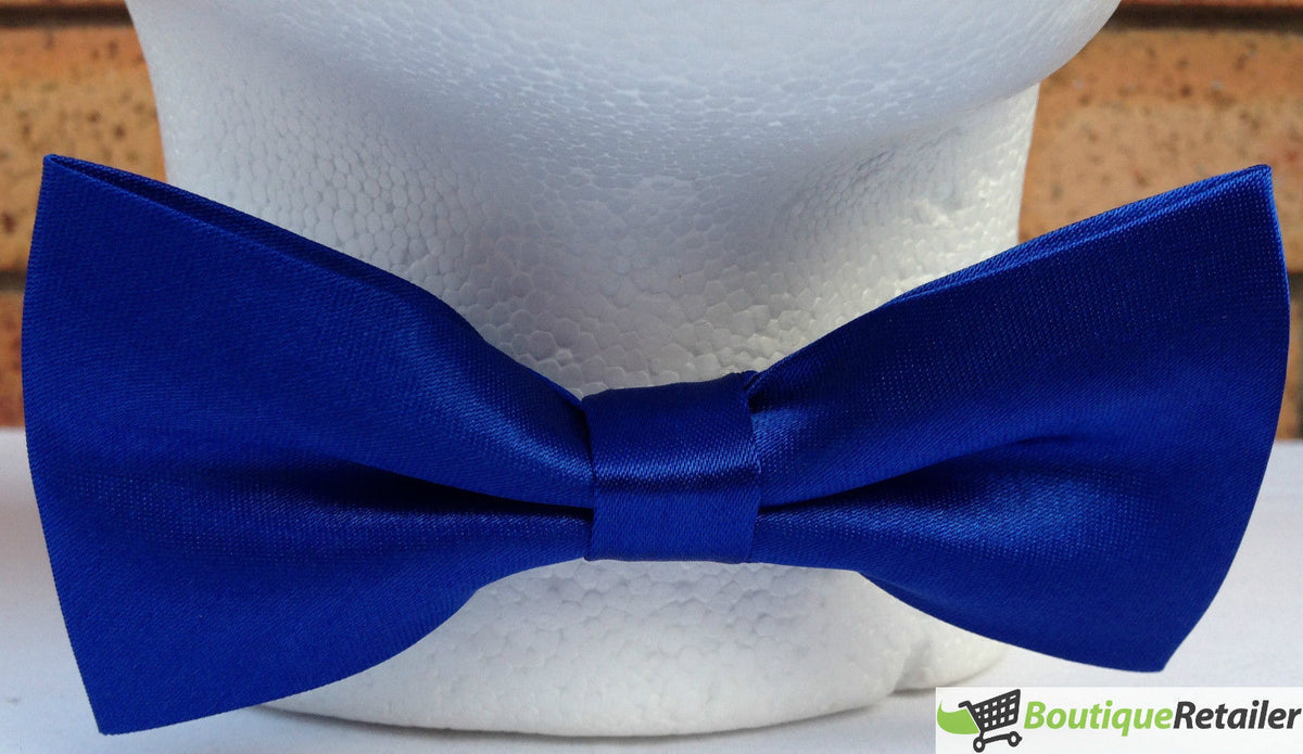Mens BOW TIE Wedding Tuxedo Formal Bestman Necktie Classic Plain Party Pre-tied - Blue V563-19411-BLU