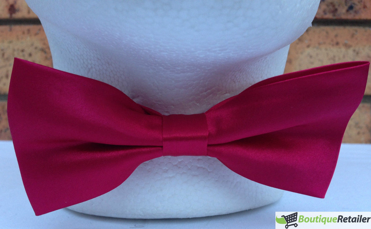 Mens BOW TIE Wedding Tuxedo Formal Bestman Necktie Classic Plain Party - Burgundy V563-19411-BURG