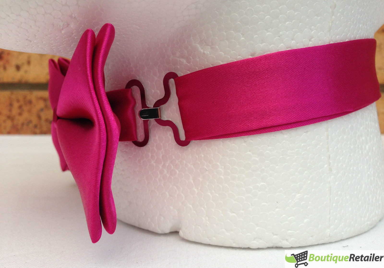 Mens BOW TIE Wedding Tuxedo Formal Bestman Necktie Classic Plain Party - Hot Pink V563-19411-HTPNK