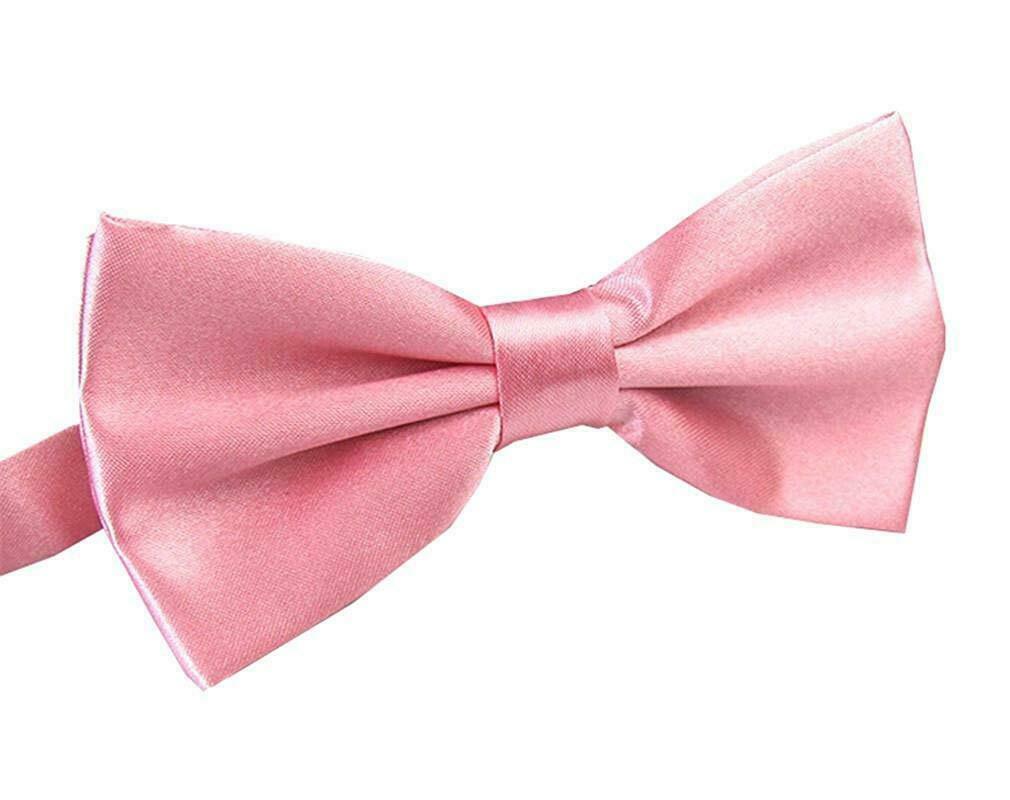 Mens BOW TIE Wedding Tuxedo Formal Bestman Necktie Classic Plain Party - Light Pink V563-19411-LTPNK