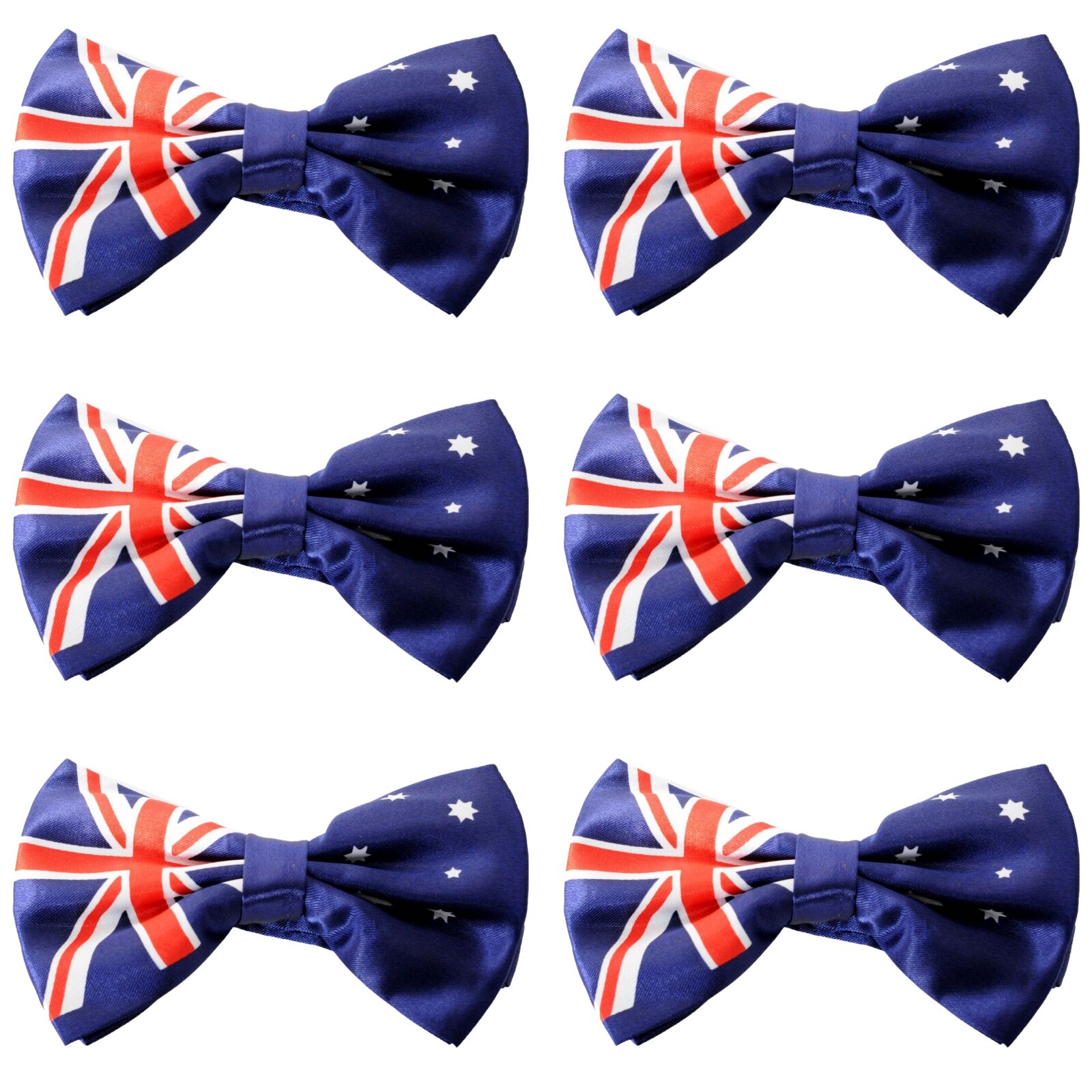 6x Australian Flag Bow Tie - Patriotic Accessory Australia Day V563-19415_6X
