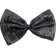 LARGE BOW TIE Sequin Polka Dots Bowtie Big King Size Party Costume - Grey (with black polka dots) V563-19430-GRYBLKPLKDOT