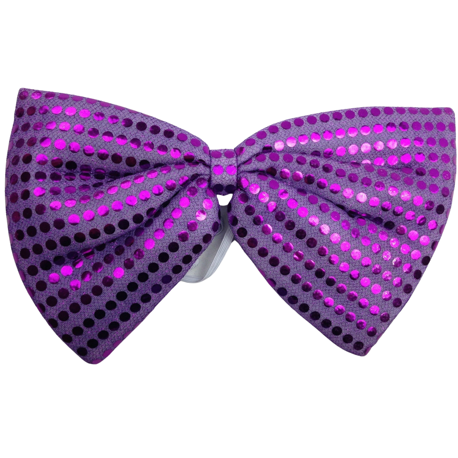 LARGE BOW TIE Sequin Polka Dots Bowtie Big King Size Party Costume - Purple V563-19430-PUR