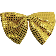 LARGE BOW TIE Sequin Polka Dots Bowtie Big King Size Party Costume - Yellow V563-19430-YLW