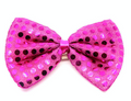 SEQUIN BOW TIE Polka Dots Bowtie Party Unisex Costume 13cm x 9cm Clown - Hot Pink V563-19440-HOTPNK