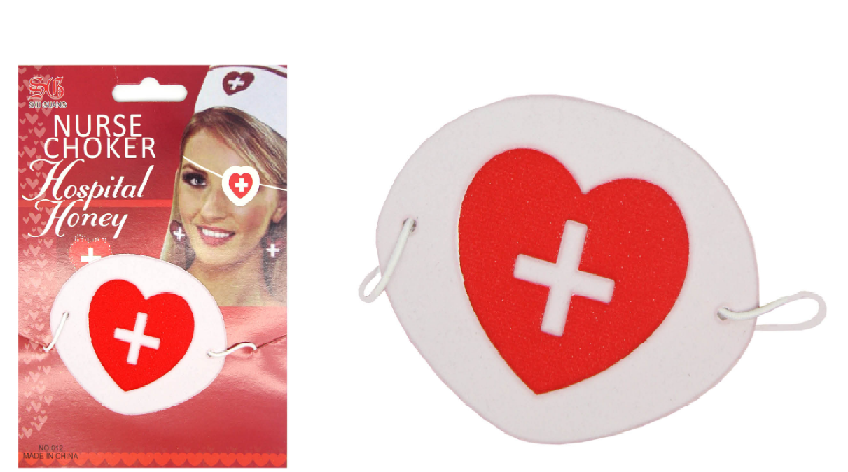 NURSE EYEPATCH Fancy Dress Hospital Heart Costume Ladies Doctor Party V563-19456