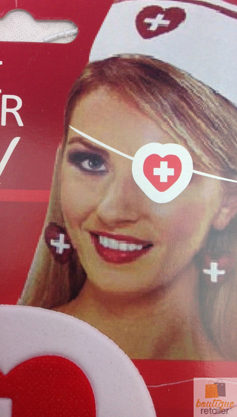 NURSE EYEPATCH Fancy Dress Hospital Heart Costume Ladies Doctor Party V563-19456