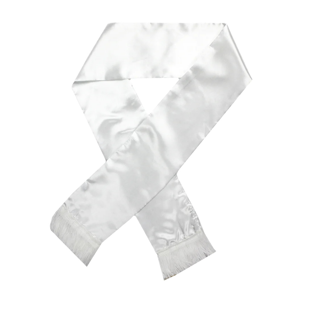 Mens Gatsby 1920s Hollywood Gangster White Scarf Silky Soft with Tassels Costume V563-19762