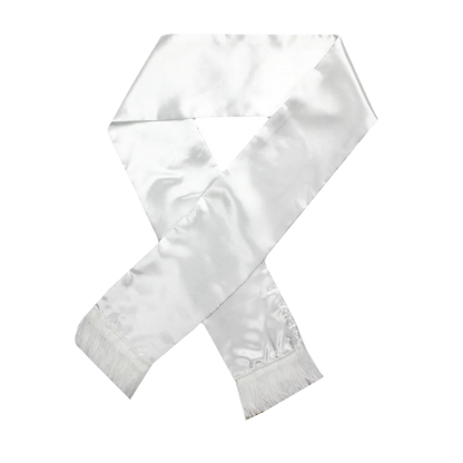 Mens Gatsby 1920s Hollywood Gangster White Scarf Silky Soft with Tassels Costume V563-19762