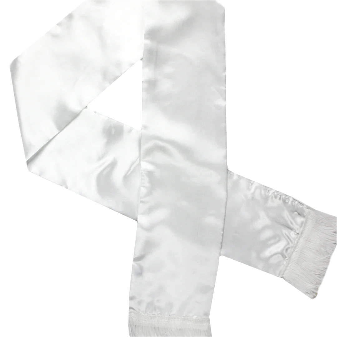 Mens Gatsby 1920s Hollywood Gangster White Scarf Silky Soft with Tassels Costume V563-19762