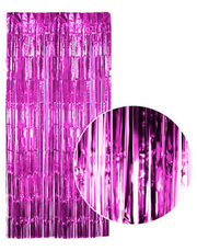 Tinsel Curtain Foil Metallic Fringe Backdrop Party Door Decorations - (200cm x 100cm) - Hot Pink V563-19850-HTPNK
