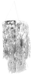 2 Tier Foil Metallic Tinsel Hanging Chandelier Party Decoration - Silver V563-19863-01