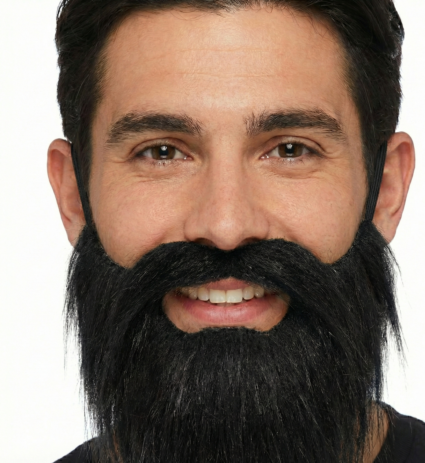 PARTY BEARD Moustache Costume Fancy Dress Mustache Halloween Fake Facial Hair - Black V563-19960-BLK