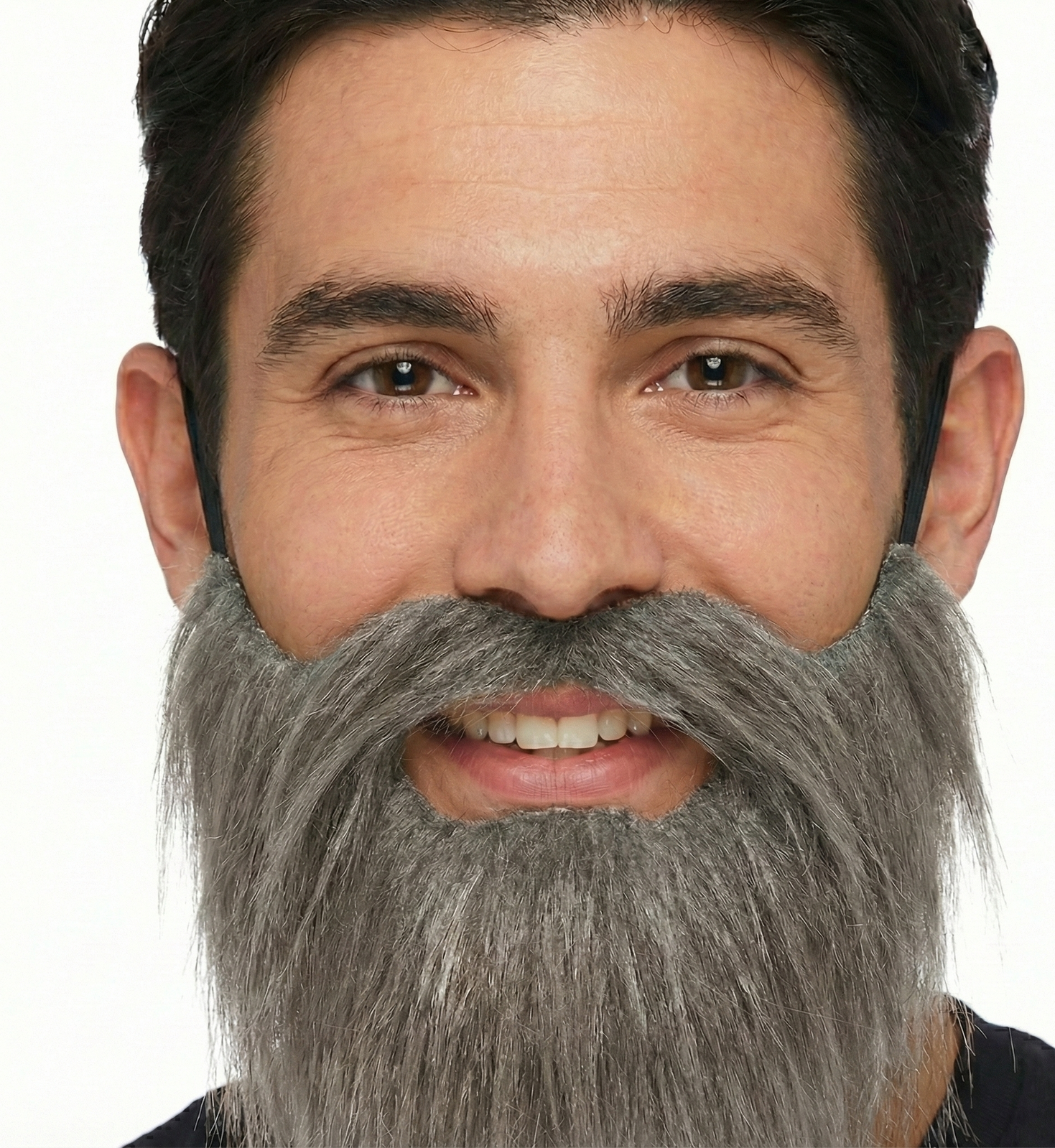 PARTY BEARD Moustache Costume Fancy Dress Mustache Halloween Fake Facial Hair - Grey V563-19960-GRY