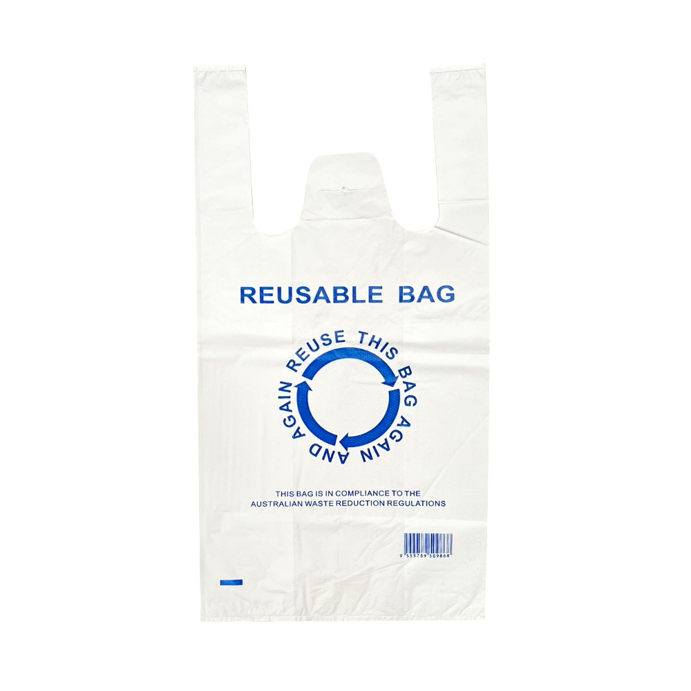 680pcs 26x50cm Eco Design Reusable Plastic Singlet Shopping Bags Grocery Carry Checkout V563-1BOX-LF2700-M