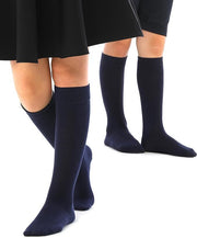 Knee High School Socks for Girls Boys Plain Cotton Rich Kids Seamless No Seam - 6-11 (Navy) V563-1KHSOX-NVY6-1112YRS