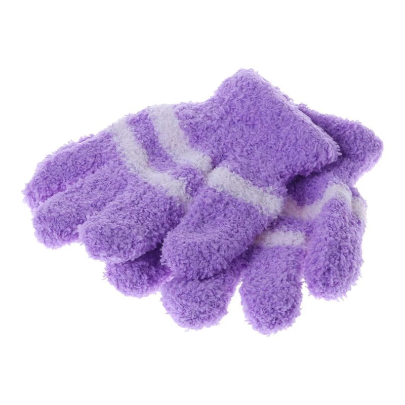 1 Pair Baby Gloves Warm Winter Full Finger Thermal Coral Fleece Kids Boys Girls V563-1PR-KIDGLOVS-ASTD