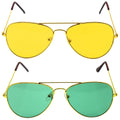 Green and Yellow Gold Aviator Party Glasses - Fun Novelty Set Australia Day V563-20420-2X