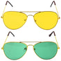Green and Yellow Gold Aviator Party Glasses - Fun Novelty Set Australia Day V563-20420-2X