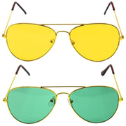 Green and Yellow Gold Aviator Party Glasses - Fun Novelty Set Australia Day V563-20420-2X