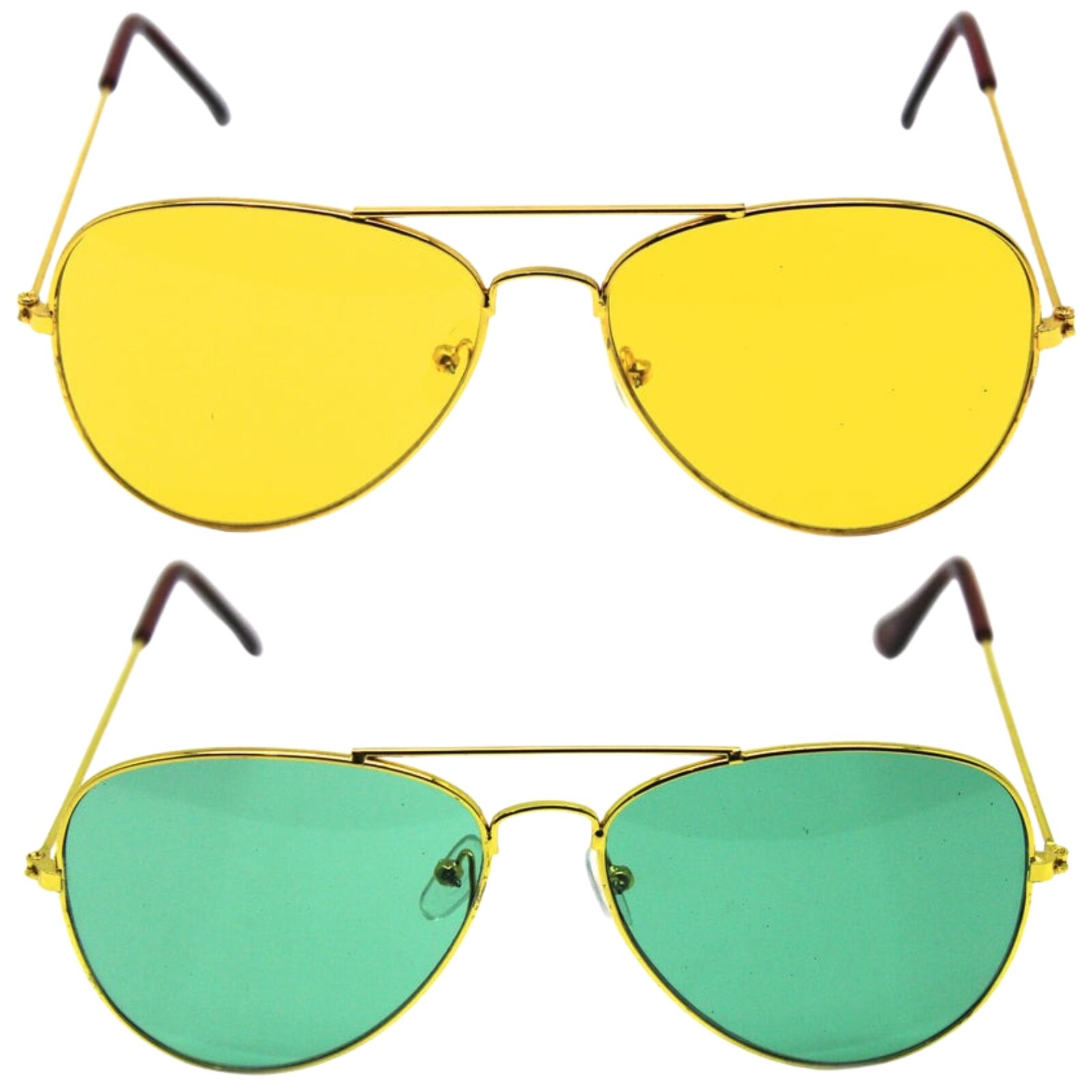 Green and Yellow Gold Aviator Party Glasses - Fun Novelty Set Australia Day V563-20420-2X