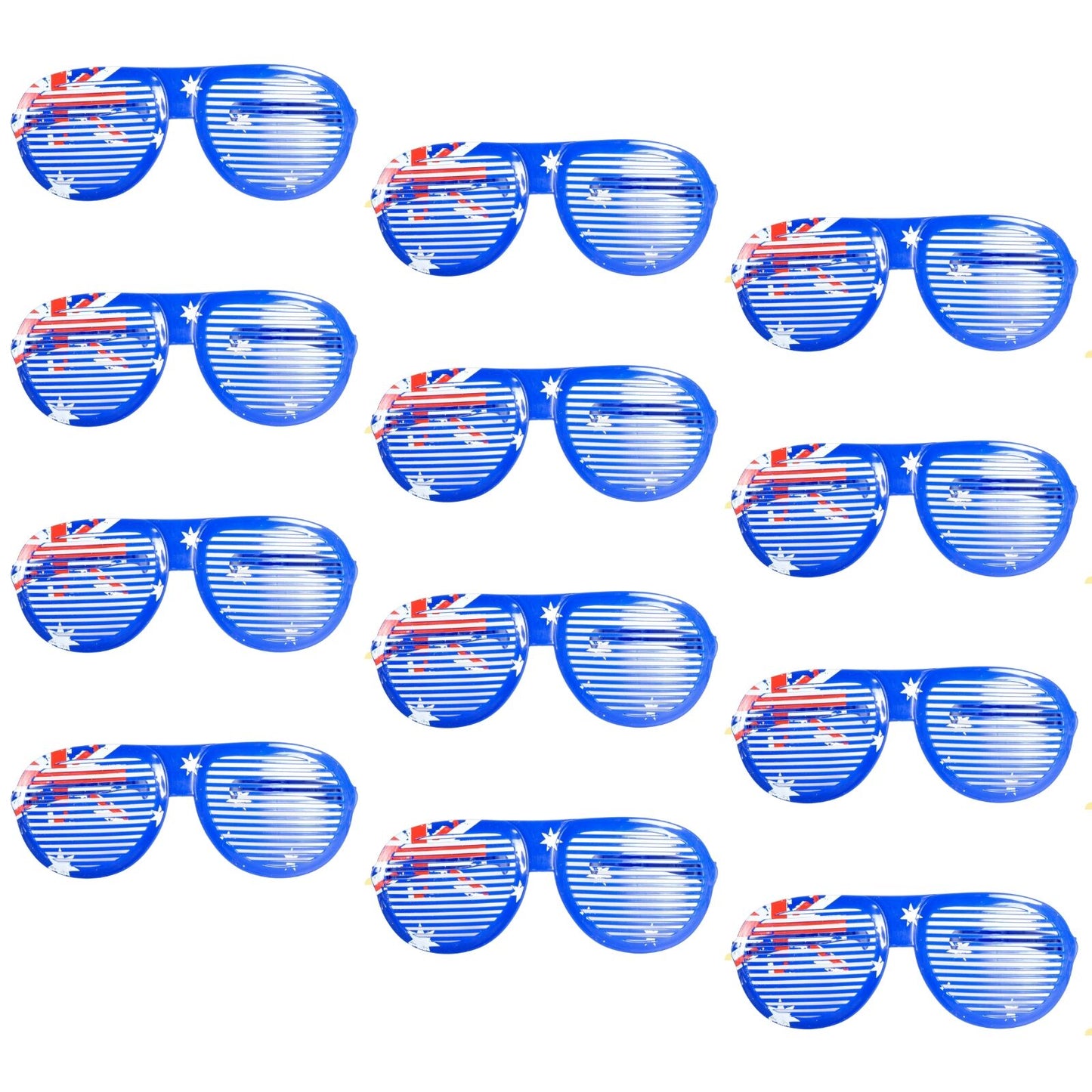 12x Jumbo Party Costume Glasses - Australian Flag Design - Wayfarer Oversized 26cm Wide V563-20426_12X