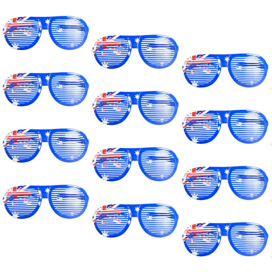 12x Jumbo Party Costume Glasses - Australian Flag Design - Wayfarer Oversized 26cm Wide V563-20426_12X