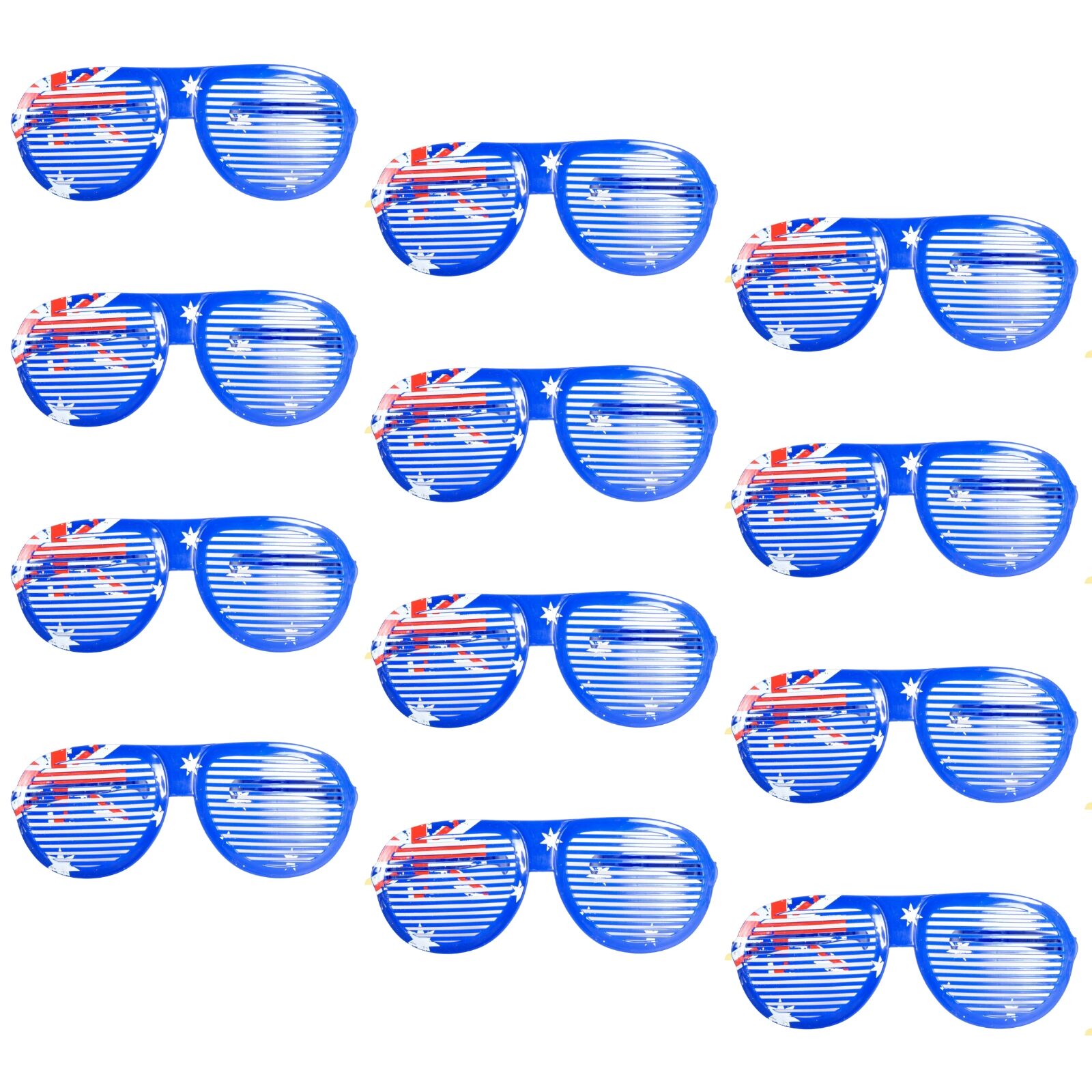 12x Jumbo Party Costume Glasses - Australian Flag Design - Wayfarer Oversized 26cm Wide V563-20426_12X