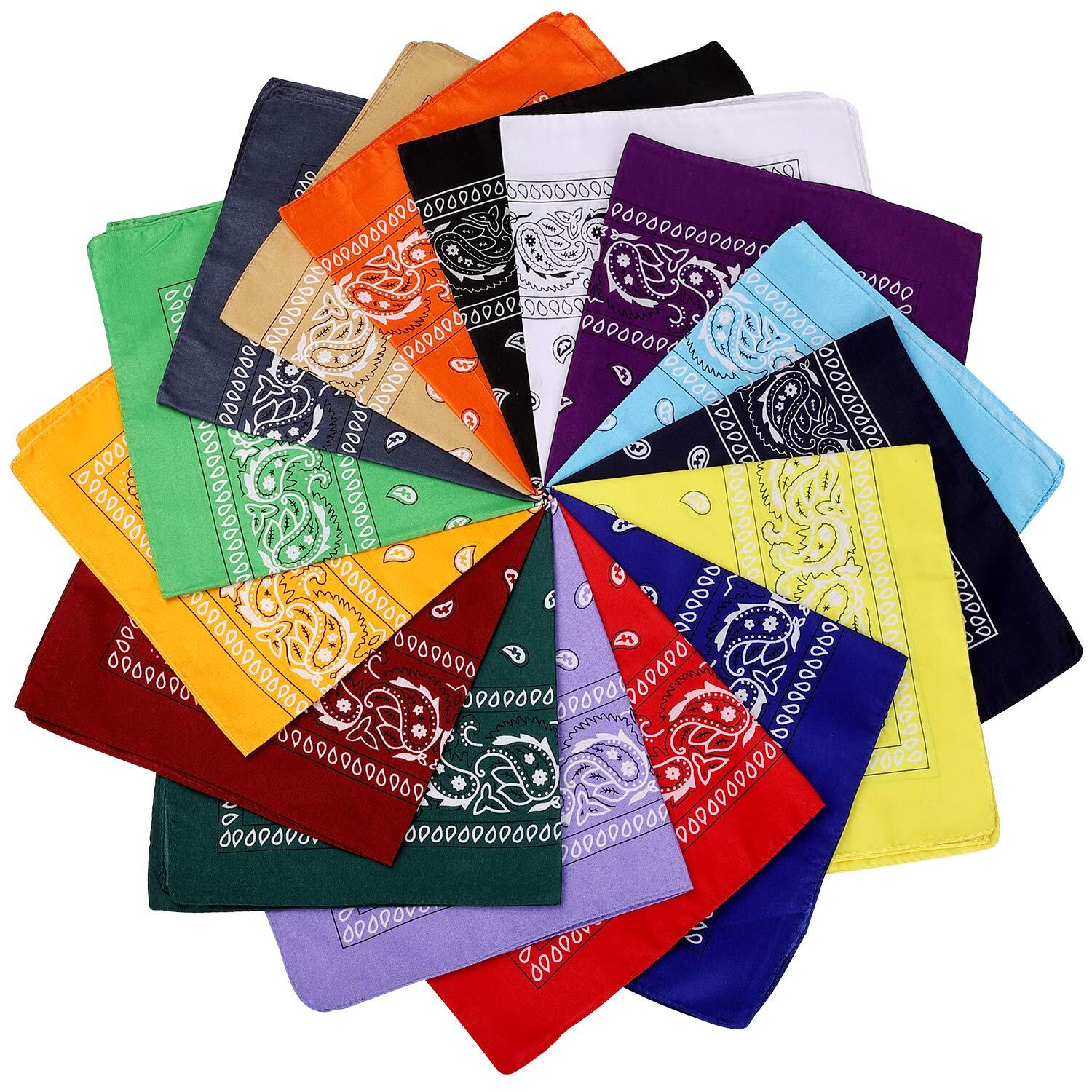20x BANDANA Paisley 100% COTTON Head Wrap Durag Bandanna Scarf Mask BULK - Assorted Colour Pack V563-20BANDANA-ASST