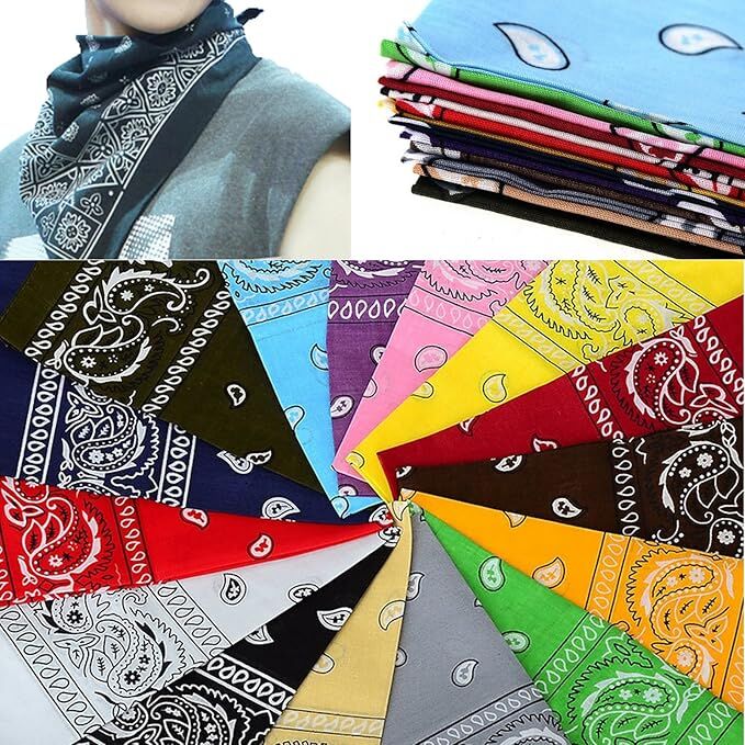 20x BANDANA Paisley 100% COTTON Head Wrap Durag Bandanna Scarf Mask BULK - Assorted Colour Pack V563-20BANDANA-ASST