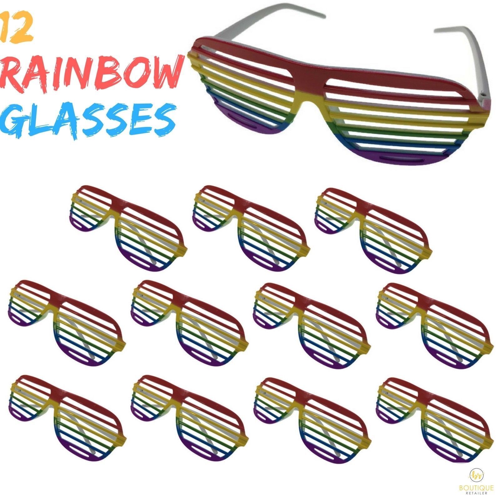 12x RAINBOW GLASSES Sunglasses Mardi Gras Gay Pride LGBT Party Costume BULK V563-21036-12PK