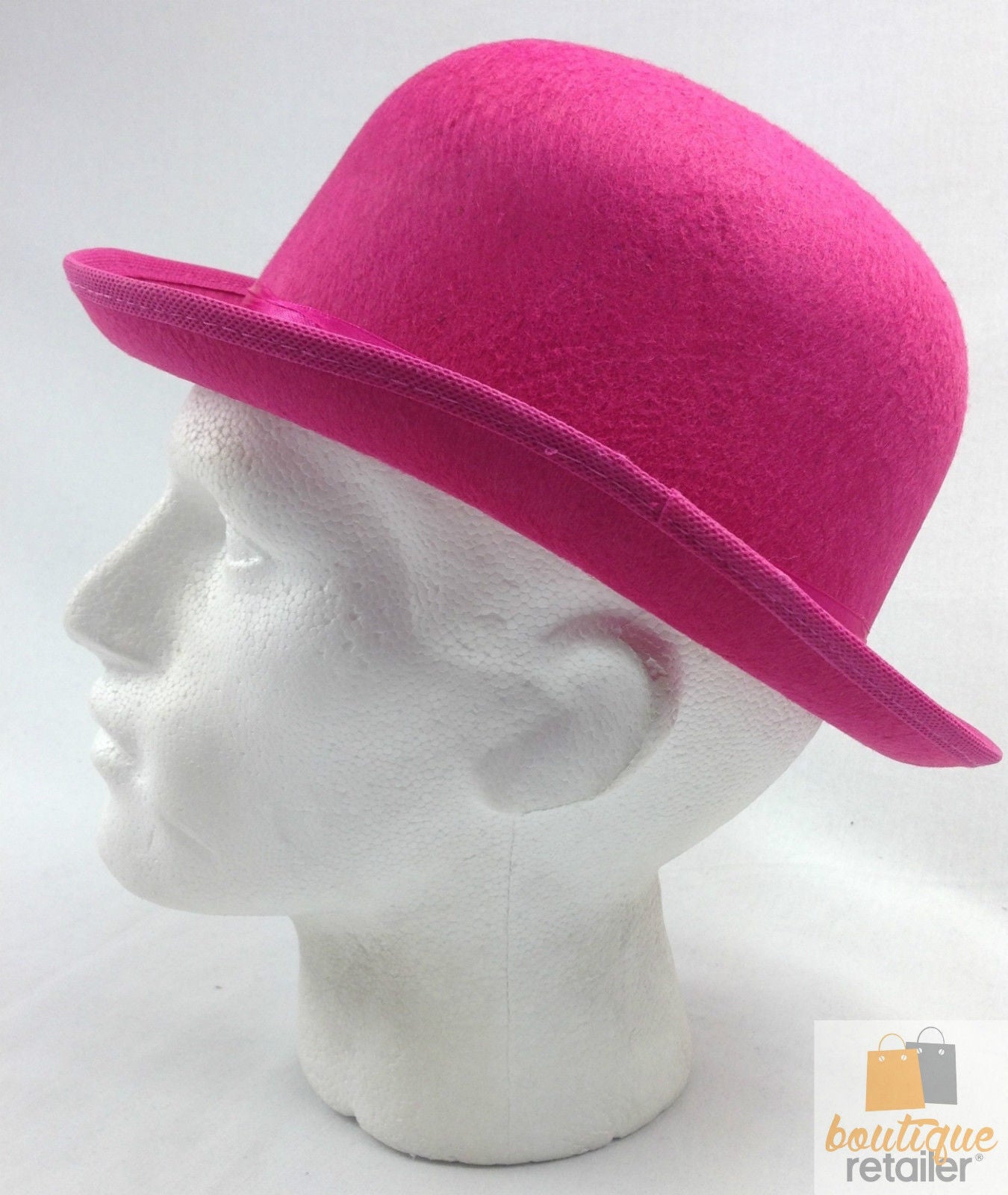BOWLER HAT Party Vintage Costume Derby Felt Dance Halloween in Hot Pink V563-21210-HPINK