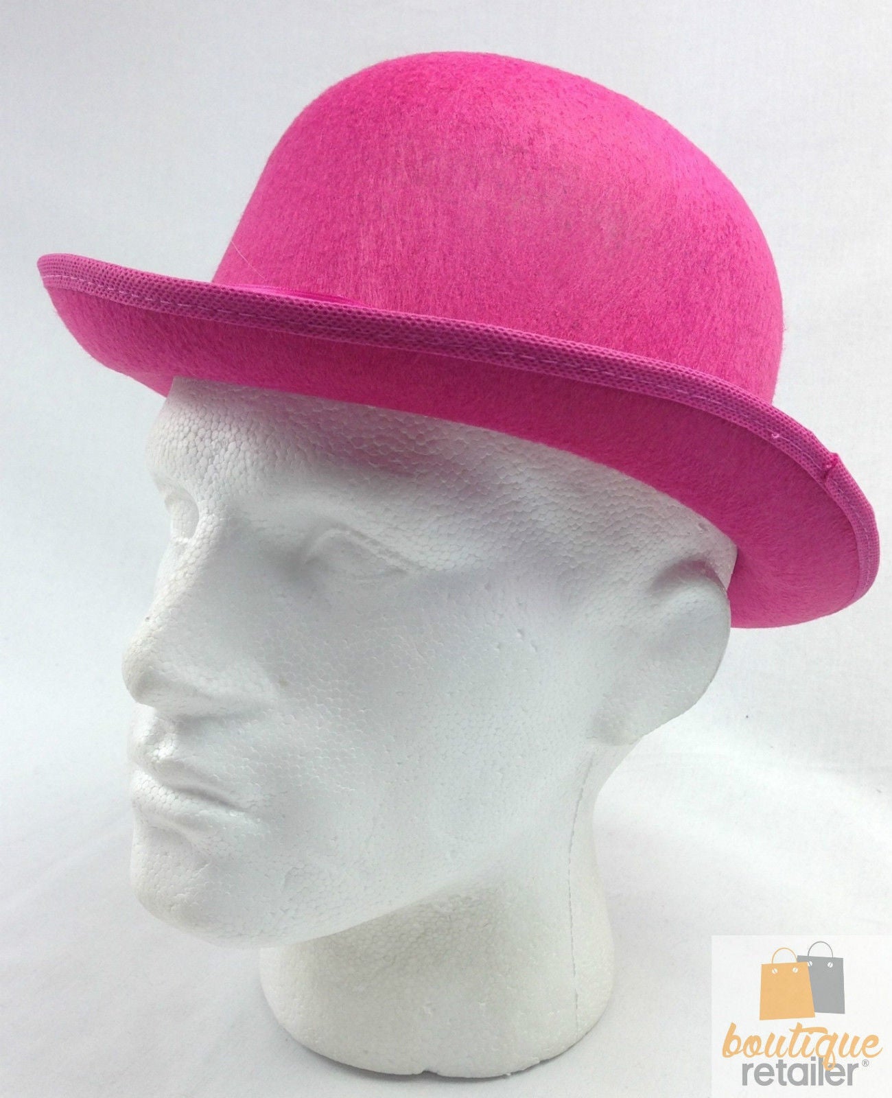 BOWLER HAT Party Vintage Costume Derby Felt Dance Halloween in Hot Pink V563-21210-HPINK