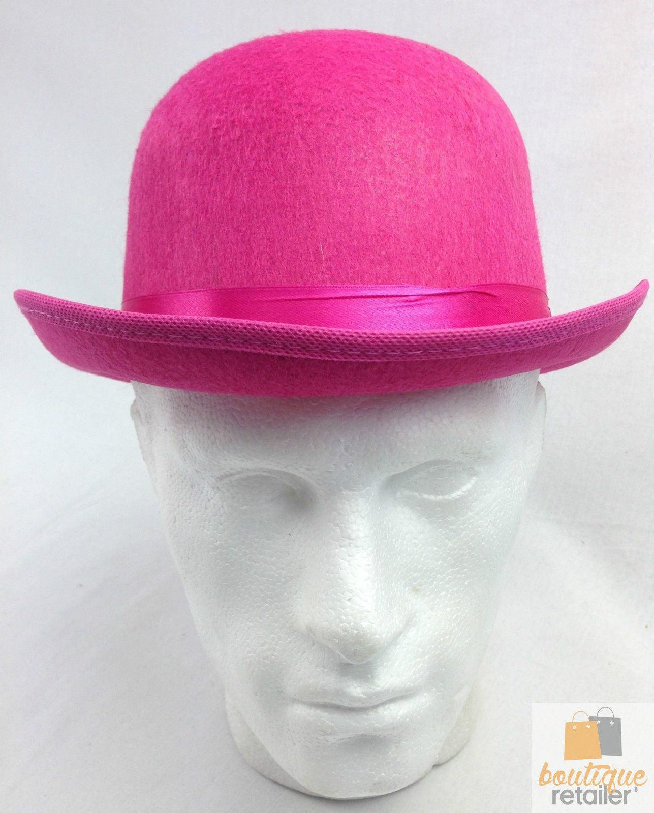 BOWLER HAT Party Vintage Costume Derby Felt Dance Halloween in Hot Pink V563-21210-HPINK