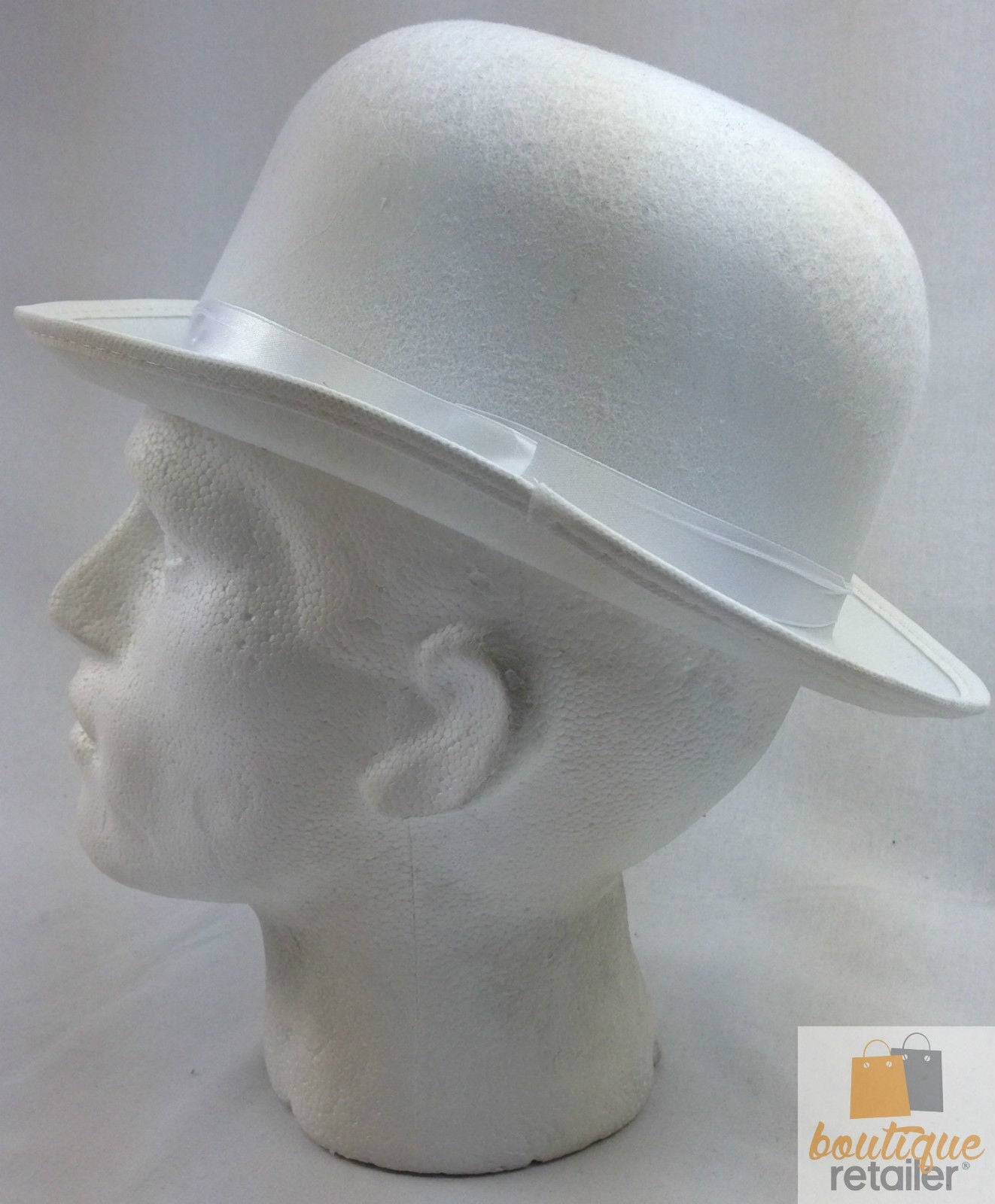 BOWLER HAT Party Vintage Costume Derby Felt Dance Halloween in White V563-21210-WHT